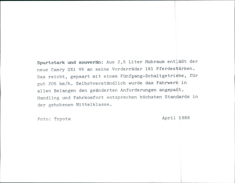 1988 Toyota Camry - Vintage Photograph