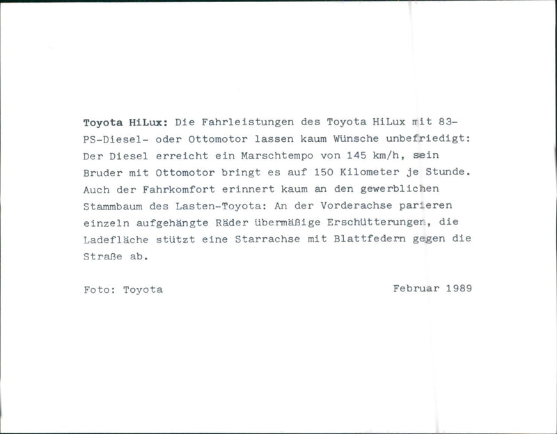 1989 Toyota HiLux - Vintage Photograph
