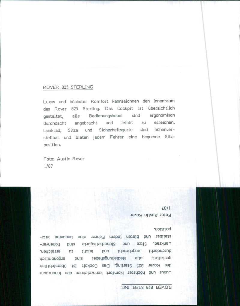 Rover 825 Sterling - Vintage Photograph