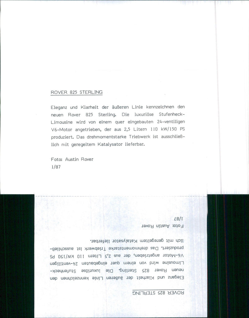 Rover 825 Sterling - Vintage Photograph