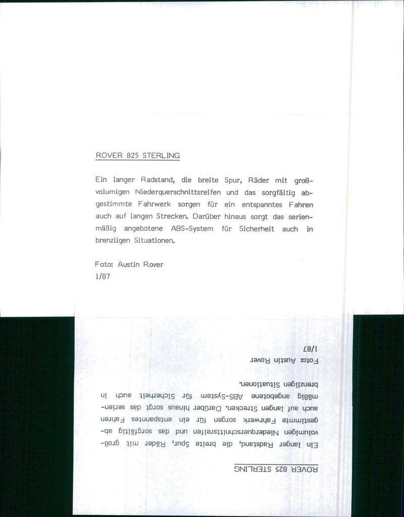 Rover 825 Sterling - Vintage Photograph