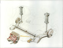 Drawing of 1988 Volkswagen Passat's rear axle - Vintage Photograph