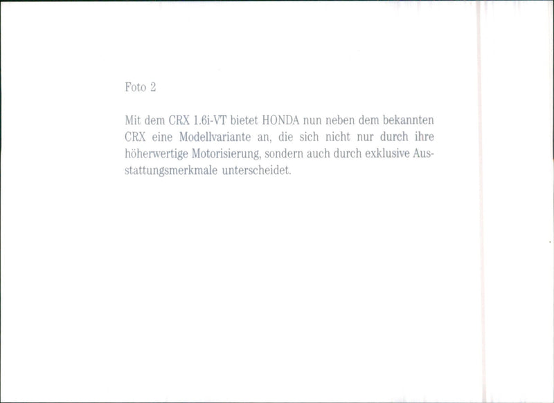 Honda CRX 1.6i VT - Vintage Photograph