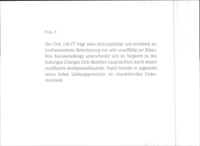 Honda Civic 1.6i-VT - Vintage Photograph