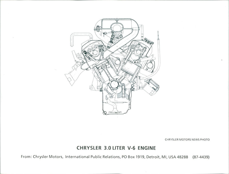 Chrysler 3.0 Liter V-6 Engine - Vintage Photograph