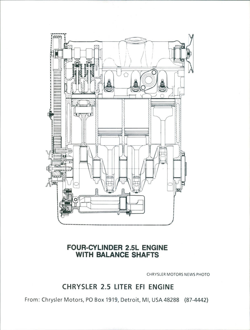 Chrysler 2.5 Liter EFI Engine - Vintage Photograph