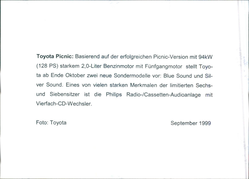 1999 Toyota Picnic - Vintage Photograph