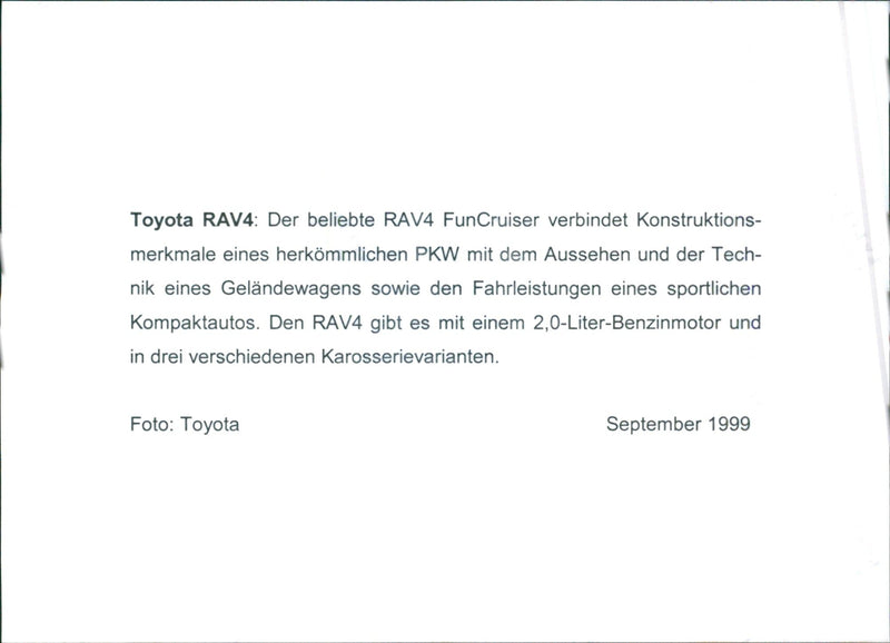 1999 Toyota RAV4 - Vintage Photograph