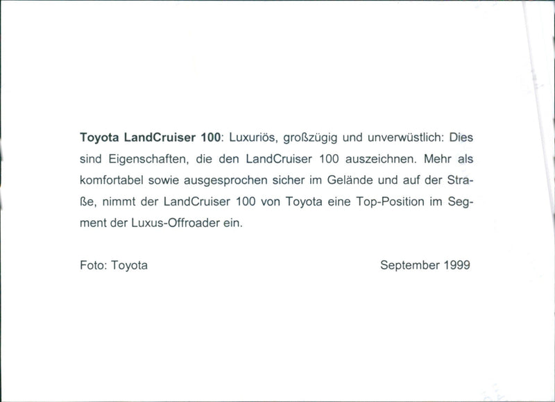 1999 Toyota LandCruiser - Vintage Photograph