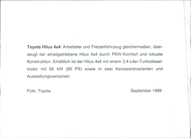 1999 Toyota Hilux - Vintage Photograph