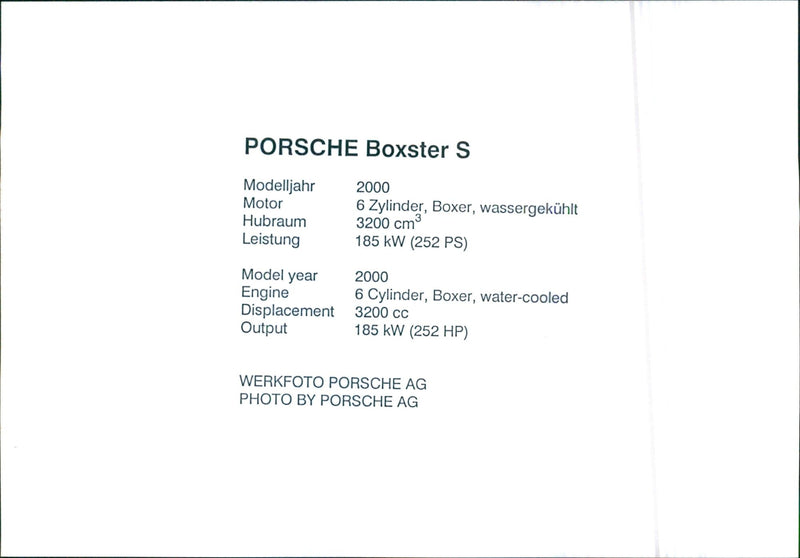 2000 Porsche Boxster S - Vintage Photograph