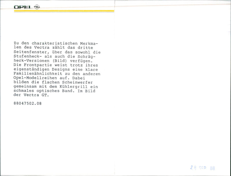 1989 Opel Vectra - Vintage Photograph