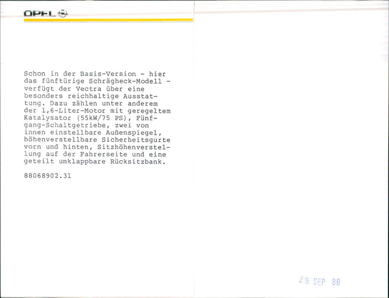 1989 Opel Vectra - Vintage Photograph