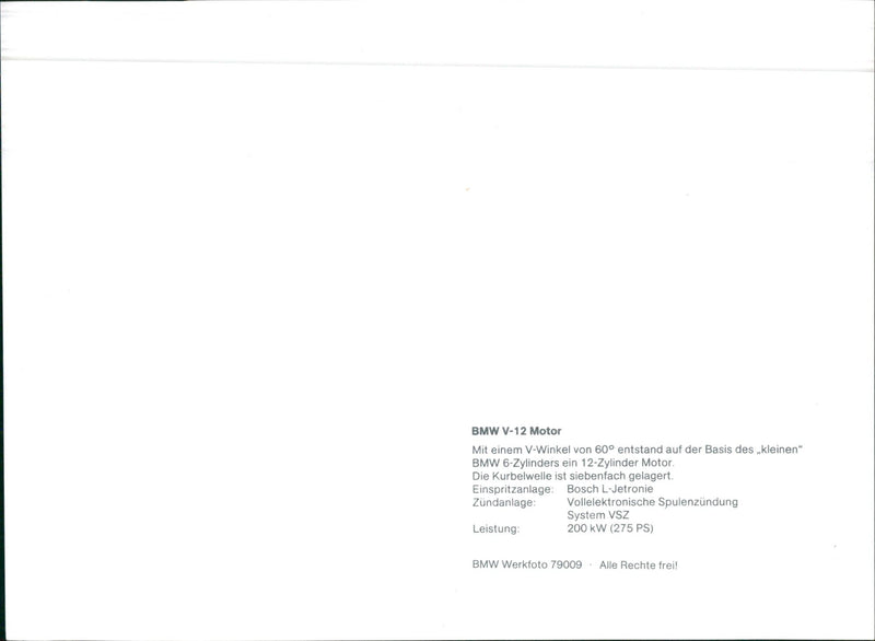 BMW  V-12 Engine - Vintage Photograph