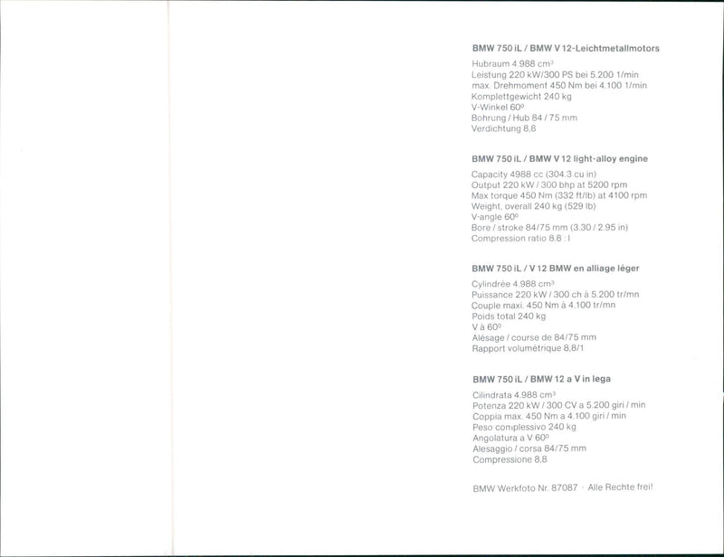 BMW 750 iL Engine Parts - Vintage Photograph