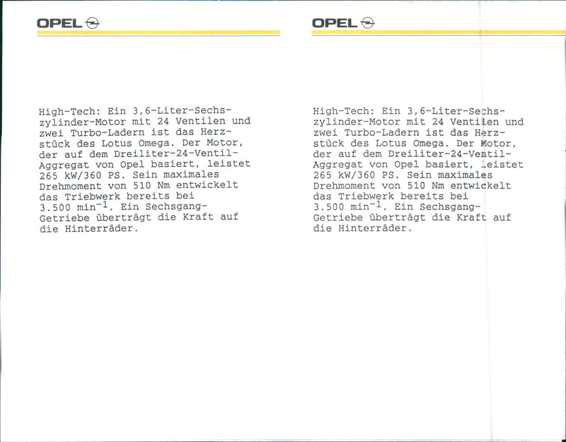 Opel Lotus Omega 1990 - Vintage Photograph