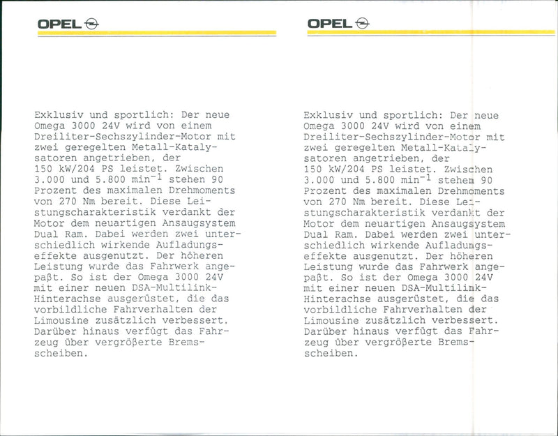 Opel Omega 3000 1990 - Vintage Photograph