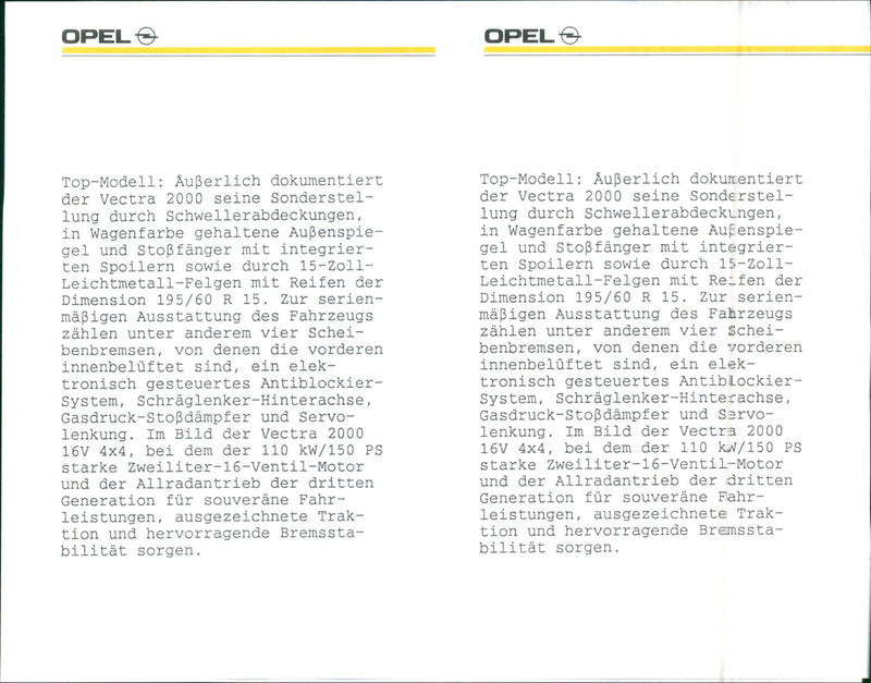 Opel Vectra 1990 - Vintage Photograph