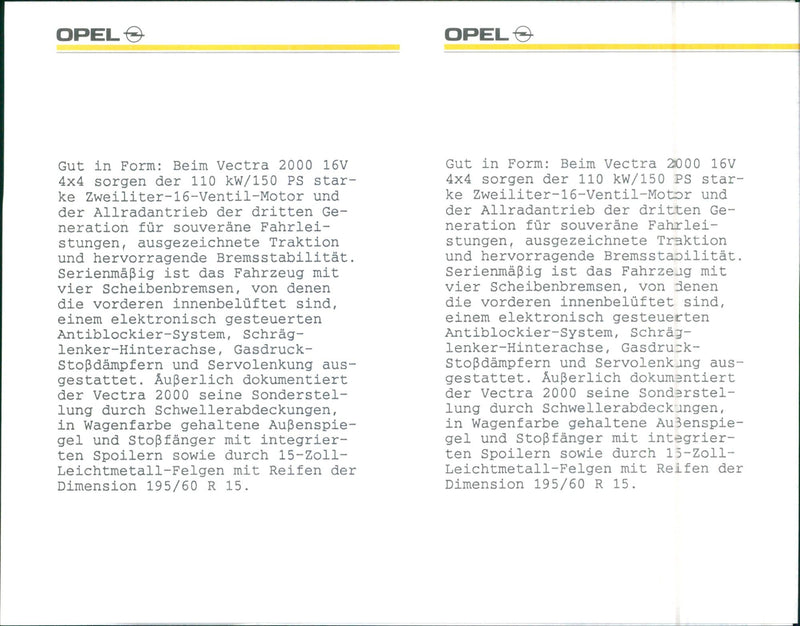 Opel Vectra 1990 - Vintage Photograph