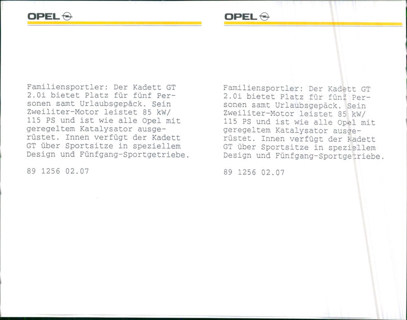 Opel Kadett GT 2.0i - Vintage Photograph