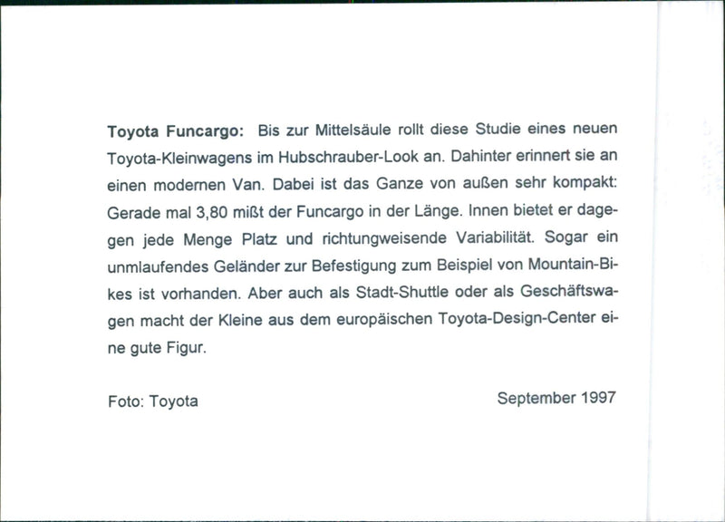 1997 Toyota Funcargo - Vintage Photograph