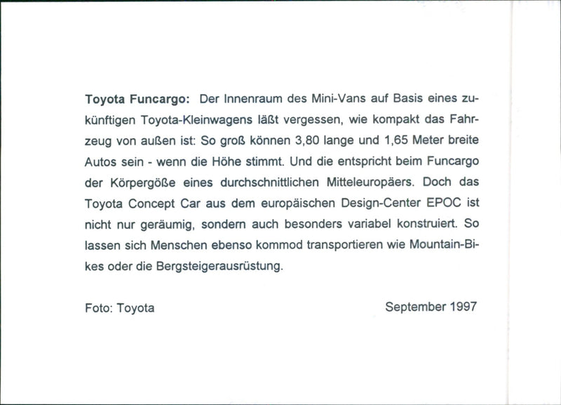 1997 Toyota Funcargo - Vintage Photograph