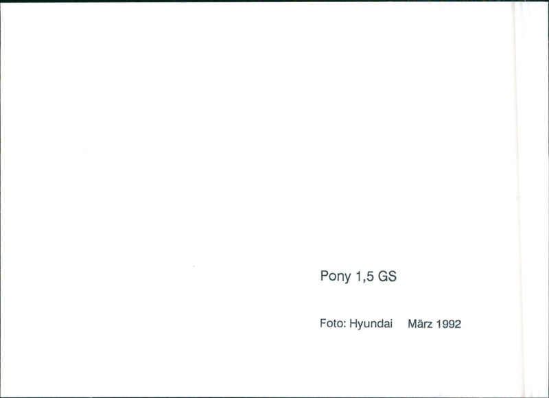 1992 Hyundai Pony 1.5 GS - Vintage Photograph