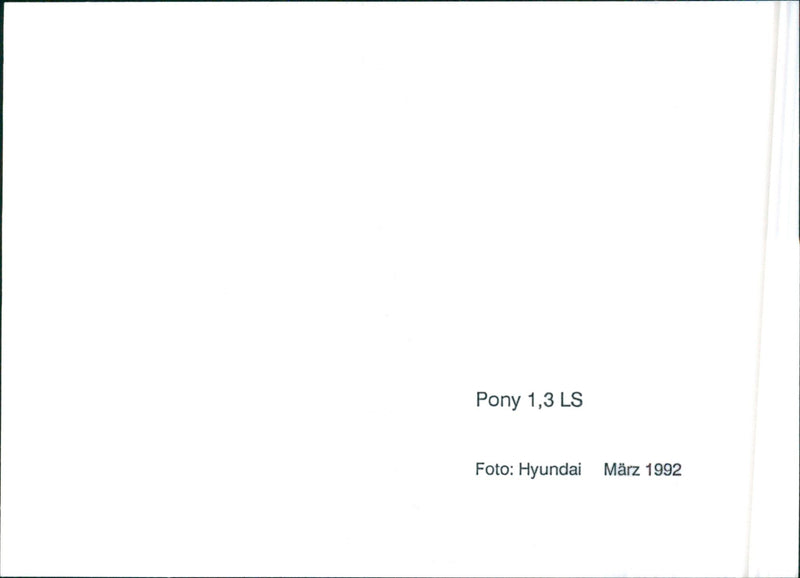 1992 Hyundai Pony 1.3 LS - Vintage Photograph