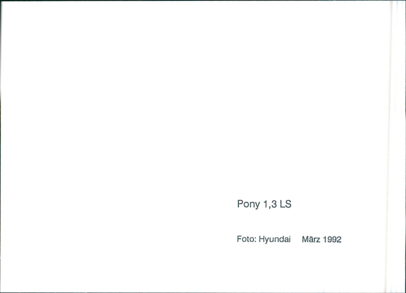 1992 Hyundai Pony 1.3 LS - Vintage Photograph