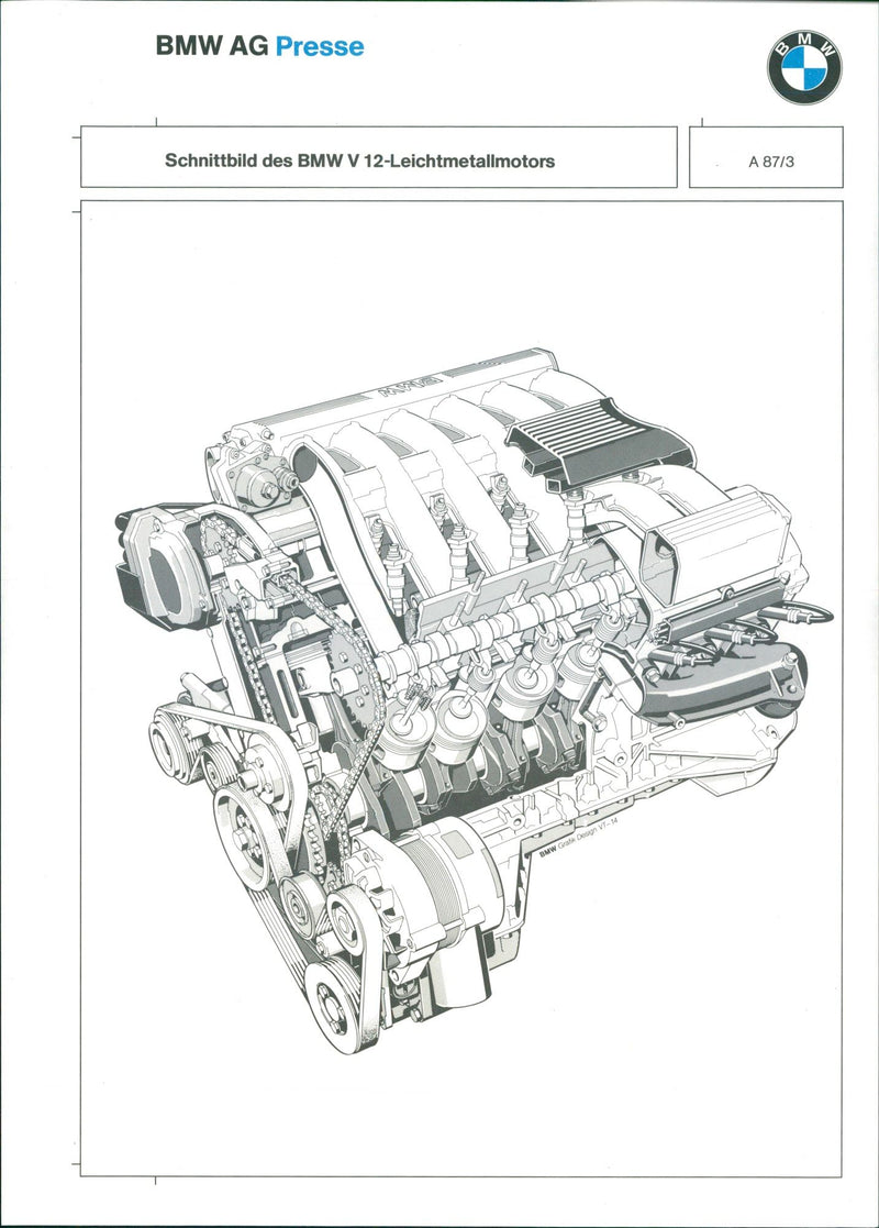 BMW V 12 light-alloy engine - Vintage Photograph
