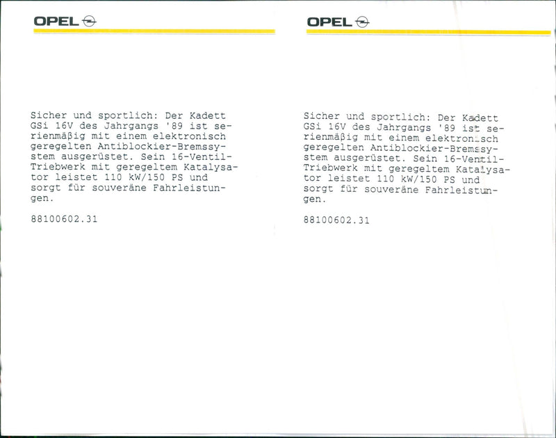 Opel Kadett GSi - Vintage Photograph