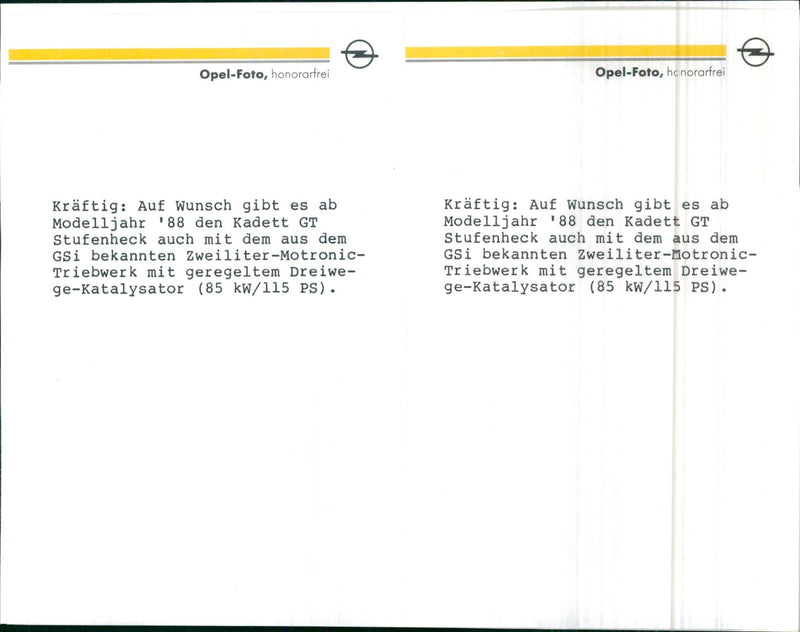 1987 Opel Kadett GT - Vintage Photograph