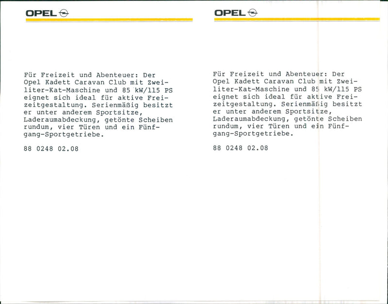 1989 Opel Kadett Caravan Club - Vintage Photograph