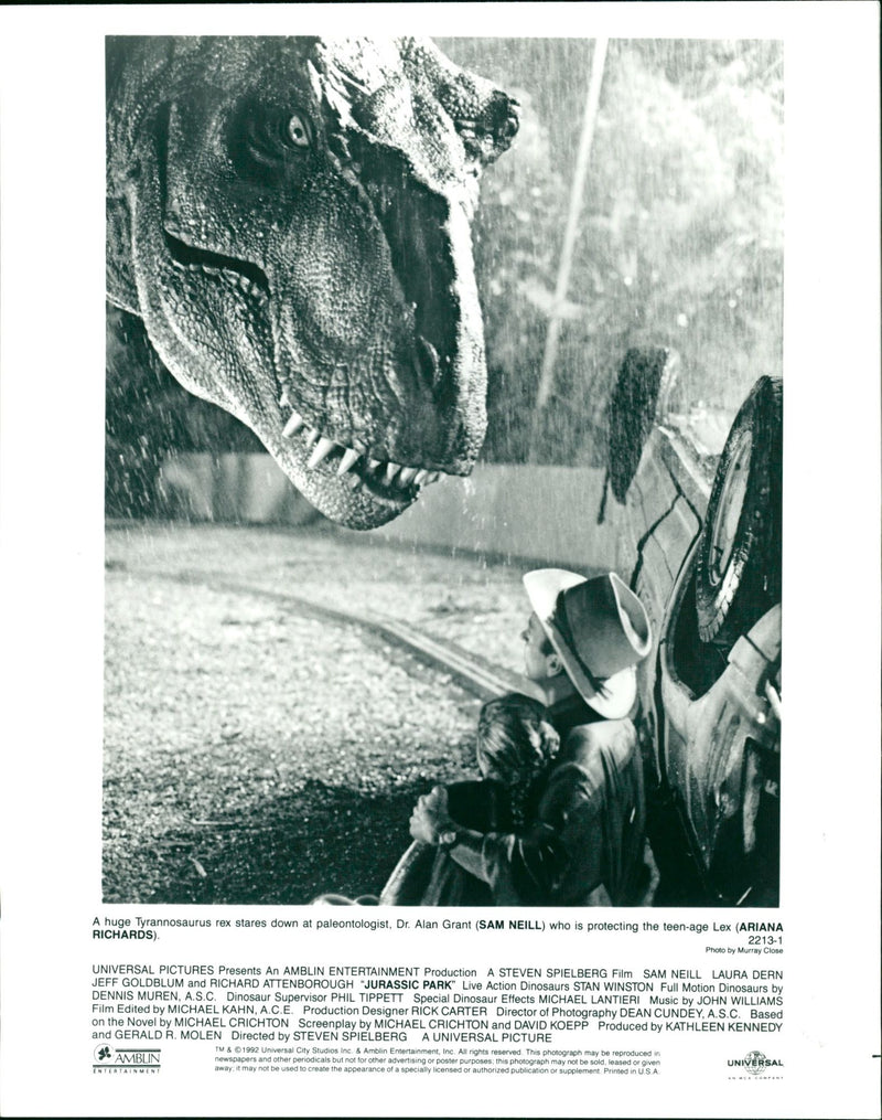 Sam Neill and Ariana Richards in "Jurassic Park" (1993) - Vintage Photograph