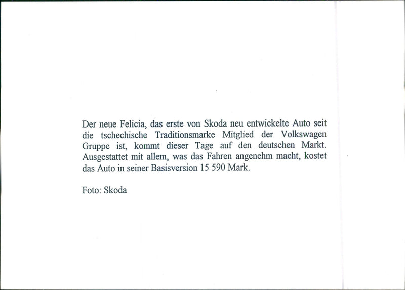 1995 Skoda Felicia - Vintage Photograph