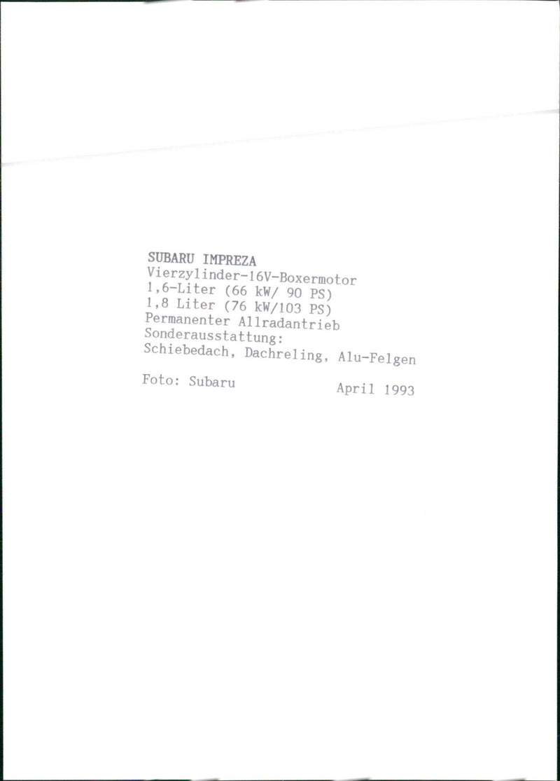 Subaru Impreza - Vintage Photograph