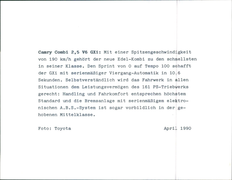 1990 Toyota Camry Combi - Vintage Photograph