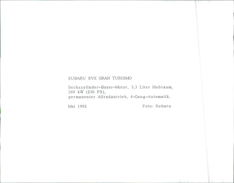 Subaru SVX Gran Turismo - Vintage Photograph