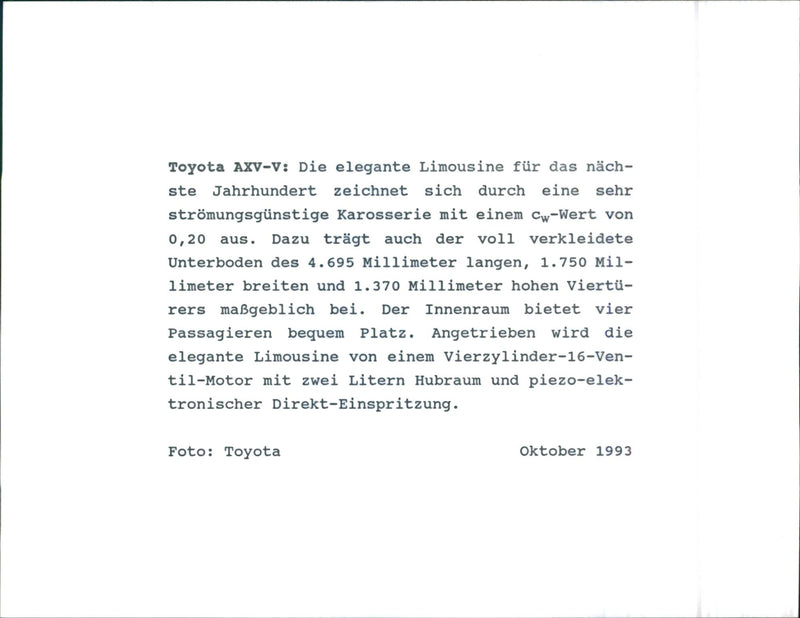 1993 Toyota AXV-V - Vintage Photograph
