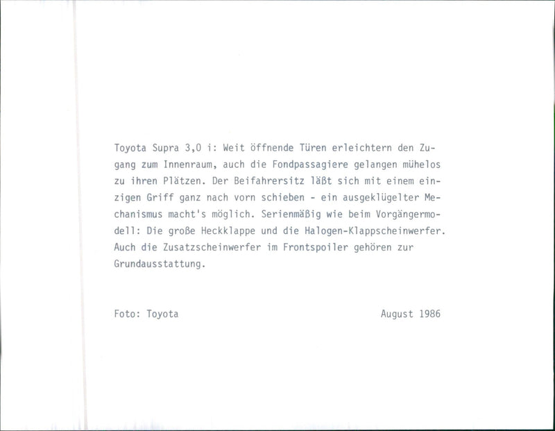 1986 Toyota Supra - Vintage Photograph