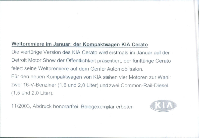 2003 Kia Cerato - Vintage Photograph