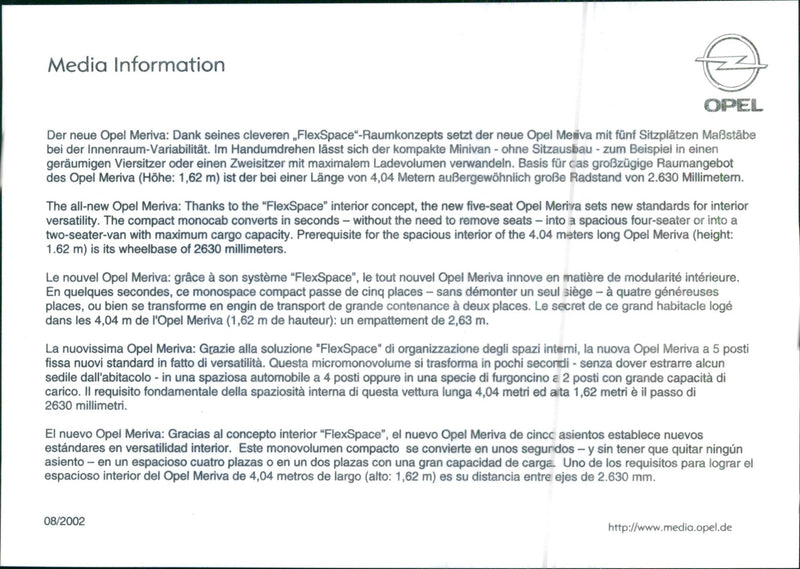 2002 Opel Meriva - Vintage Photograph