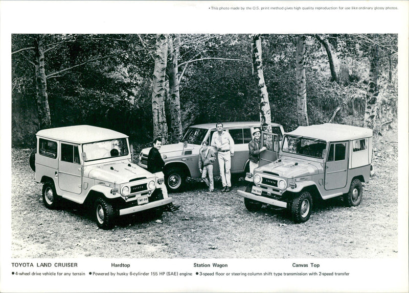 Toyota Land Cruiser, Hardtop, Station Wagon and Canvas Top - Vintage Photograph