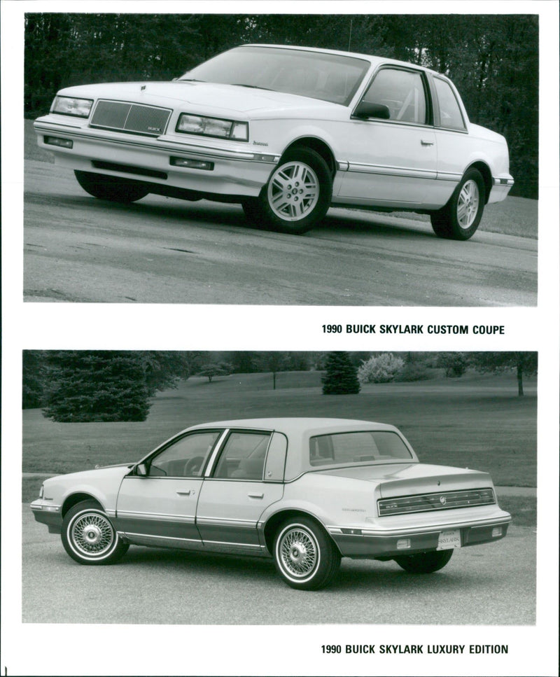 1990 Buick Skylark Custom Coupe and 1990 Buick Skylark Luxury Edition - Vintage Photograph