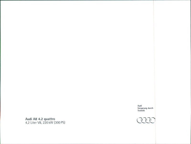 Audi A8 4.2 Quattro, 4,2 Liter V8, 220 kW (300 PS). - Vintage Photograph