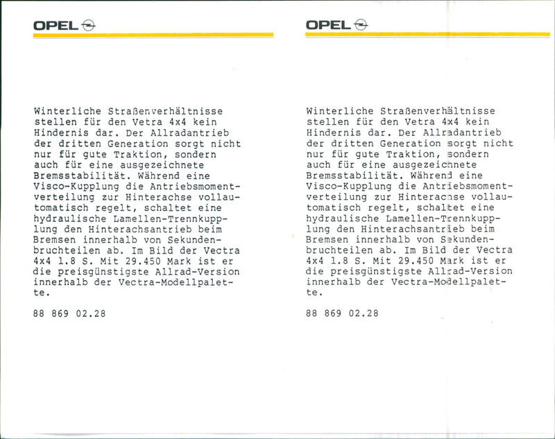 1988 Opel Vectra 4x4 - Vintage Photograph