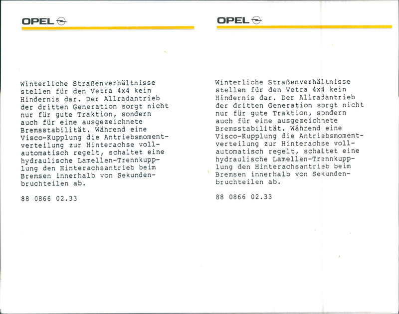 1988 Opel Vectra 4x4 - Vintage Photograph