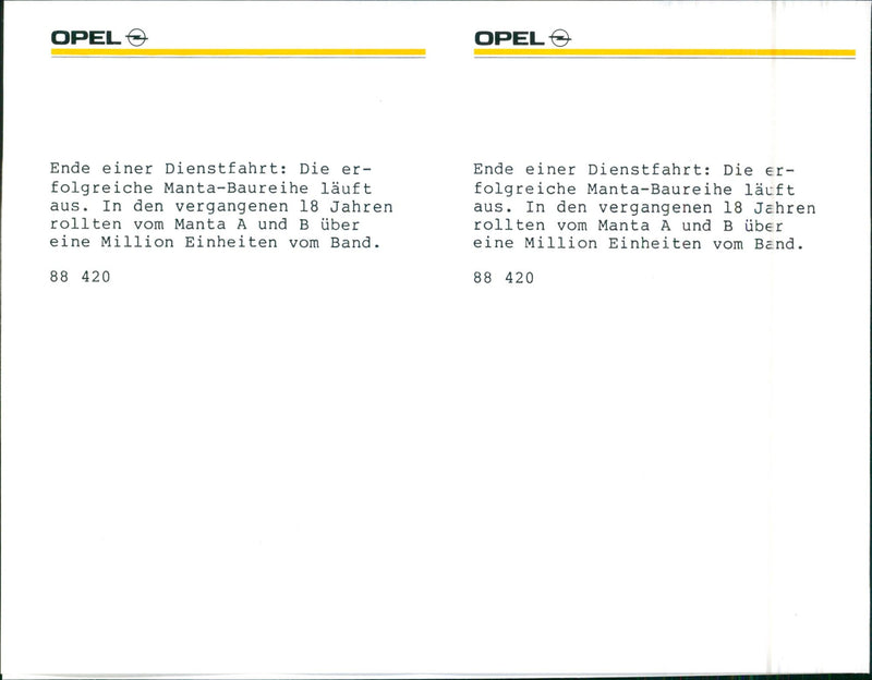 1982 Opel Manta - Vintage Photograph