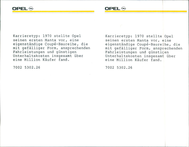 1982 Opel Manta - Vintage Photograph
