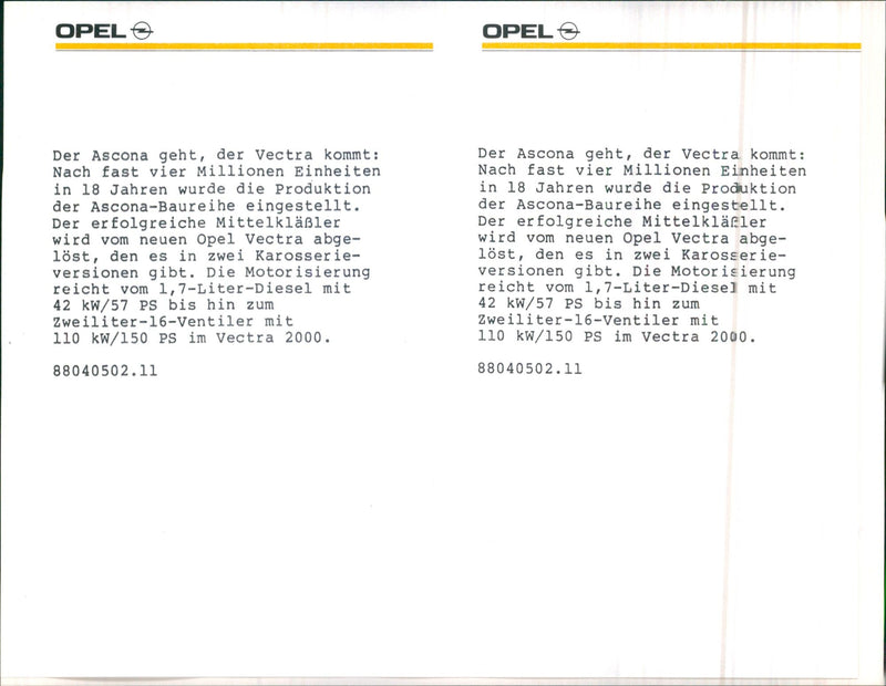 1982 Opel Vectra - Vintage Photograph